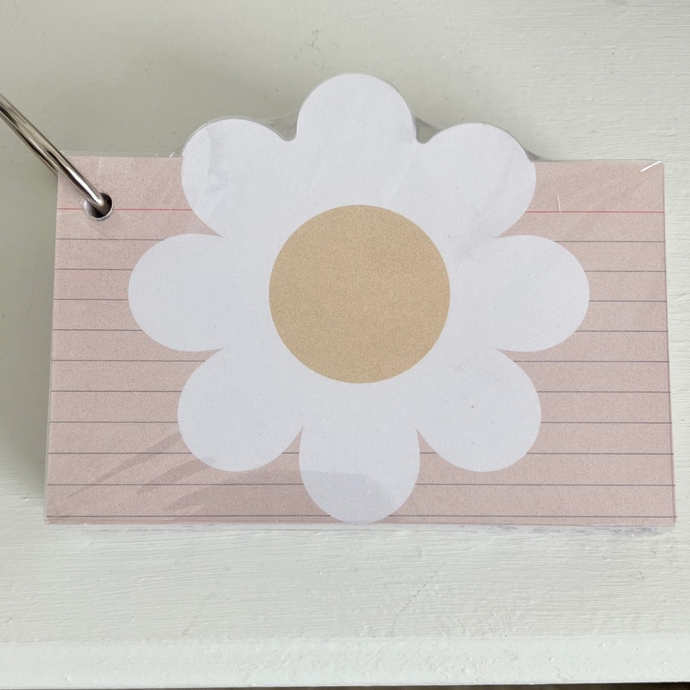 James Burke Flower Lined Index Cards On Metal Ring-School Supplies (NWT)